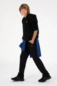 US Polo Assn. Boys' Black Basic Hooded Sweatshirt - Image 2