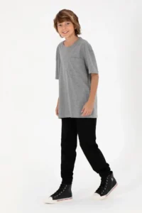 US Polo Assn. Boys' Gray Melanj Crew Neck T-Shirt - Image 2