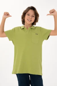 US Polo Assn. Boys' Pistachio Green Polo Shirt Collar T-Shirt - Image 2