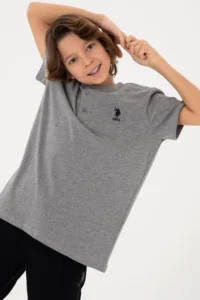 US Polo Assn. Boys' Gray Melanj Basic T-Shirt - Image 2