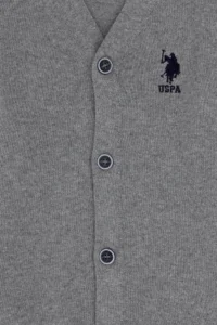 US Polo Assn. Boys' Gray Melanj Knitwear Cardigan - Image 5
