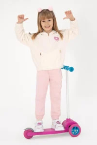 US Polo Assn. Girls' Cream Half Zippered Fleece Sweatshirt - Image 2