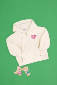 US Polo Assn. Girls' Cream Half Zippered Fleece Sweatshirt - Image 3