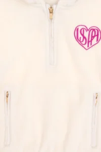 US Polo Assn. Girls' Cream Half Zippered Fleece Sweatshirt - Image 6