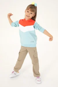 US Polo Assn. Girls' Water Green Hooded Sweatshirt - Image 2