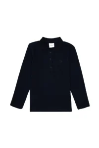 US Polo Assn. Girls' Navy Blue Polo Shirt Collar Basic Sweatshirt - Image 3
