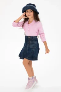 US Polo Assn. Girls' Pink Polo Shirt Collar Basic Sweatshirt