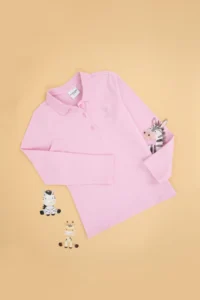 US Polo Assn. Girls' Pink Polo Shirt Collar Basic Sweatshirt - Image 3