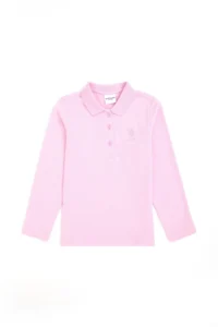 US Polo Assn. Girls' Pink Polo Shirt Collar Basic Sweatshirt - Image 4