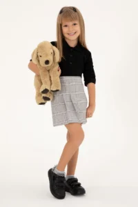 US Polo Assn. Girls' Black Polo Shirt Collar Basic Sweatshirt
