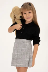 US Polo Assn. Girls' Black Polo Shirt Collar Basic Sweatshirt - Image 2