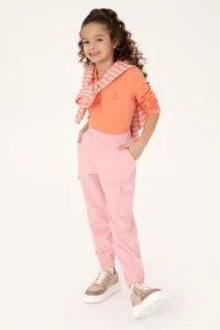 US Polo Assn. Girls' Salmon Polo Shirt Collar Basic Sweatshirt - Image 2