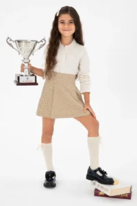US Polo Assn. Girls' Cream Polo Shirt Collar Basic Sweatshirt