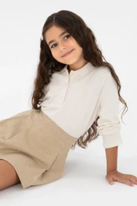 US Polo Assn. Girls' Cream Polo Shirt Collar Basic Sweatshirt - Image 2