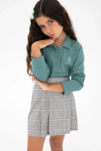 US Polo Assn. Girls' Mint Polo Shirt Collar Basic Sweatshirt - Image 2