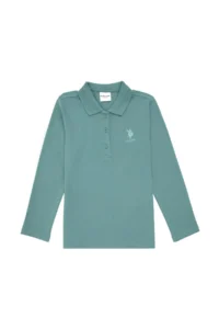 US Polo Assn. Girls' Mint Polo Shirt Collar Basic Sweatshirt - Image 3