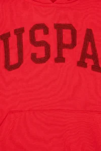 US Polo Assn. Girls' Red Hooded Basic Sweatshirt - Image 3