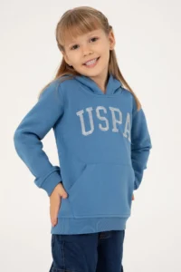 US Polo Assn. Girls' Dark Blue Hooded Basic Sweatshirt - Image 2