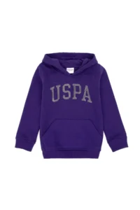 US Polo Assn. Girls' Purple Hooded Basic Sweatshirt