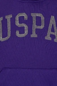 US Polo Assn. Girls' Purple Hooded Basic Sweatshirt - Image 3