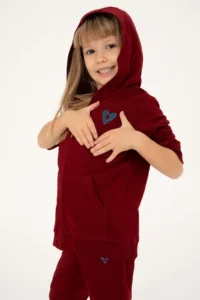 US Polo Assn. Girls' Burgundy Zippered Basic Sweatshirt