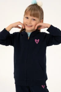 US Polo Assn. Girls' Navy Blue Zippered Basic Sweatshirt