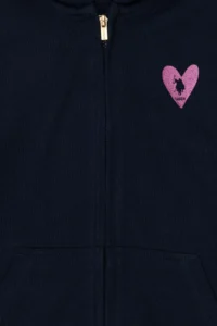 US Polo Assn. Girls' Navy Blue Zippered Basic Sweatshirt - Image 5