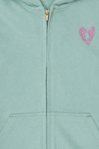 US Polo Assn. Girls' Aqua Green Zippered Basic Sweatshirt - Image 5