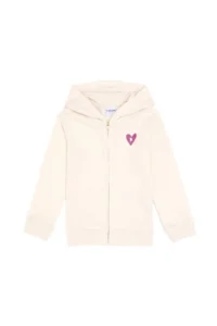 US Polo Assn. Girls' Cream Zippered Basic Sweatshirt - Image 4