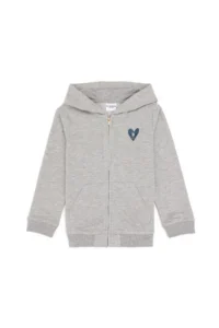 US Polo Assn. Girls' Light Gray Melanj Zippered Basic Sweatshirt - Image 3