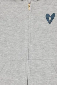US Polo Assn. Girls' Light Gray Melanj Zippered Basic Sweatshirt - Image 5