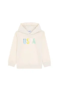 US Polo Assn. Girls' Cream Hooded Sweatshirt - Image 4