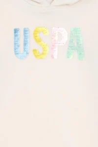 US Polo Assn. Girls' Cream Hooded Sweatshirt - Image 6