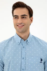 US Polo Assn. Men Light Blue Regular Fit with pocket Shirt - Image 2