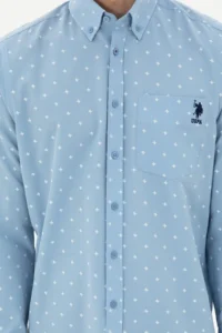 US Polo Assn. Men Light Blue Regular Fit with pocket Shirt - Image 6