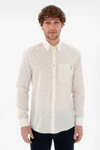 US Polo Assn. Men Cream Regular Fit with pocket Shirt