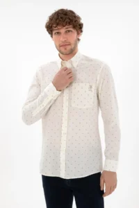 US Polo Assn. Men Cream Regular Fit with pocket Shirt - Image 3