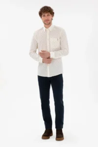US Polo Assn. Men Cream Regular Fit with pocket Shirt - Image 4