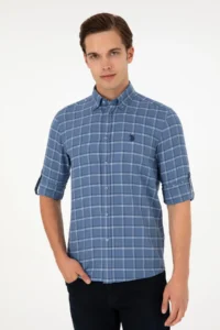 US Polo Assn. Men Saks Blue Long Sleeve Shirt - Image 3