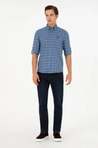 US Polo Assn. Men Saks Blue Long Sleeve Shirt - Image 4