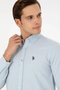 US Polo Assn. Men Light Blue Long Sleeve Shirt - Image 2