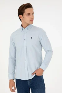 US Polo Assn. Men Light Blue Long Sleeve Shirt - Image 3