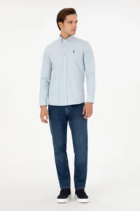 US Polo Assn. Men Light Blue Long Sleeve Shirt - Image 4