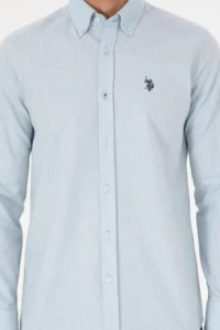 US Polo Assn. Men Light Blue Long Sleeve Shirt - Image 6