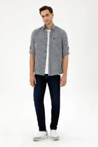 US Polo Assn. Men Navy Blue Long Sleeve Shirt - Image 4