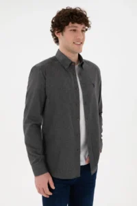 US Polo Assn. Men Anthracite Long Sleeve Basic Shirt - Image 2
