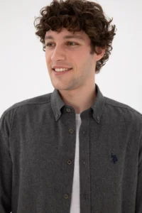 US Polo Assn. Men Anthracite Long Sleeve Basic Shirt - Image 3