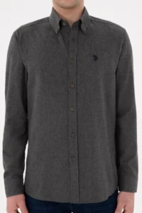 US Polo Assn. Men Anthracite Long Sleeve Basic Shirt - Image 6
