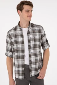 US Polo Assn. Men Light Khaki Long Sleeve Shirt - Image 3