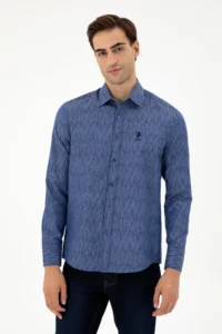 US Polo Assn. Men Navy Blue Long Sleeve Shirt - Image 3
